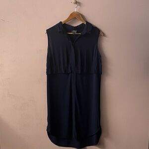 TopShop Maternity Dark Navy Blue Button-Down Shirt Dress Size 8 EUC